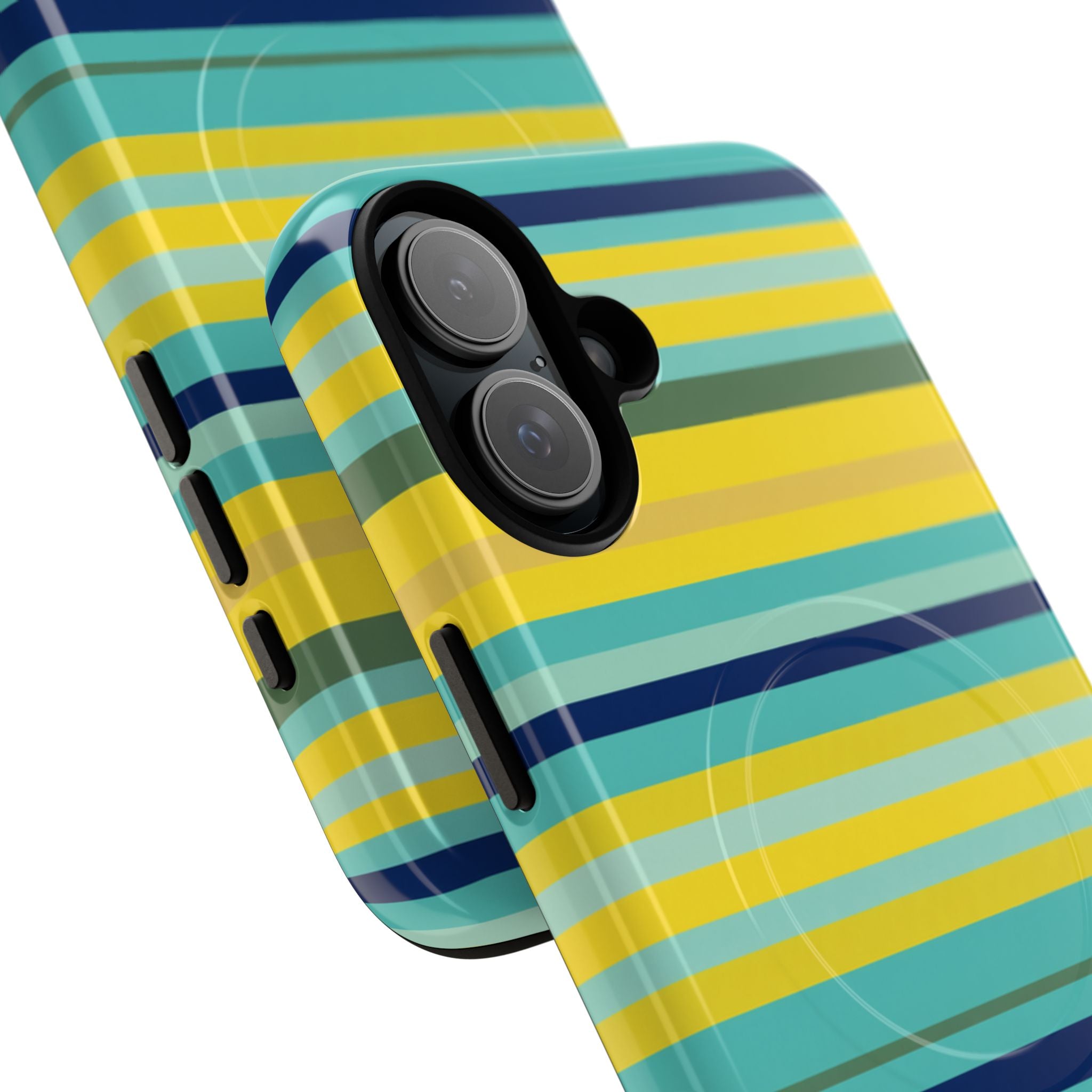 Blue Lemon Stripe MagSafe iPhone Case