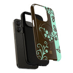 Y2K Floral MagSafe iPhone Case | Brown and Mint