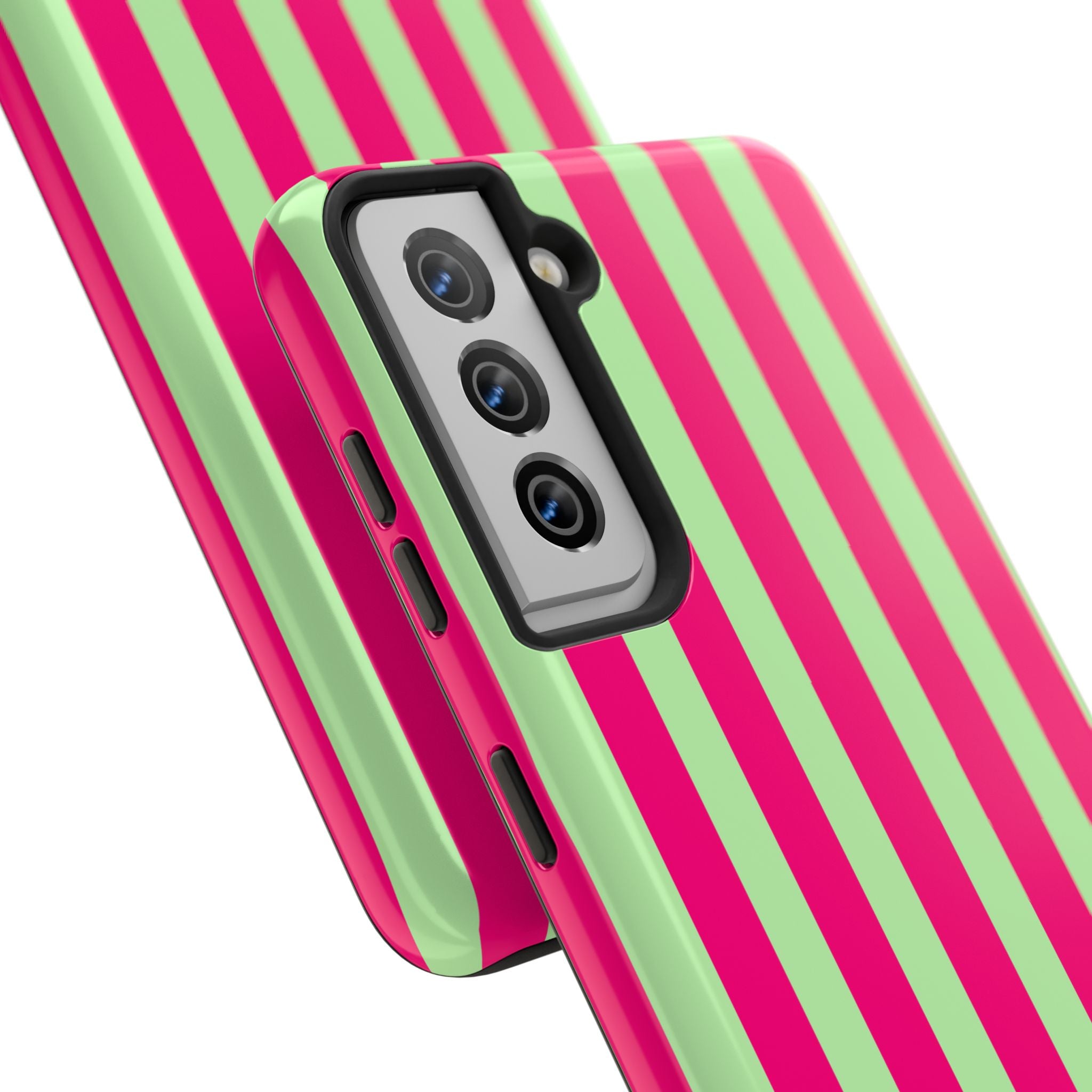 Bold Stripes Samsung Galaxy Case | Lime Green and Pink