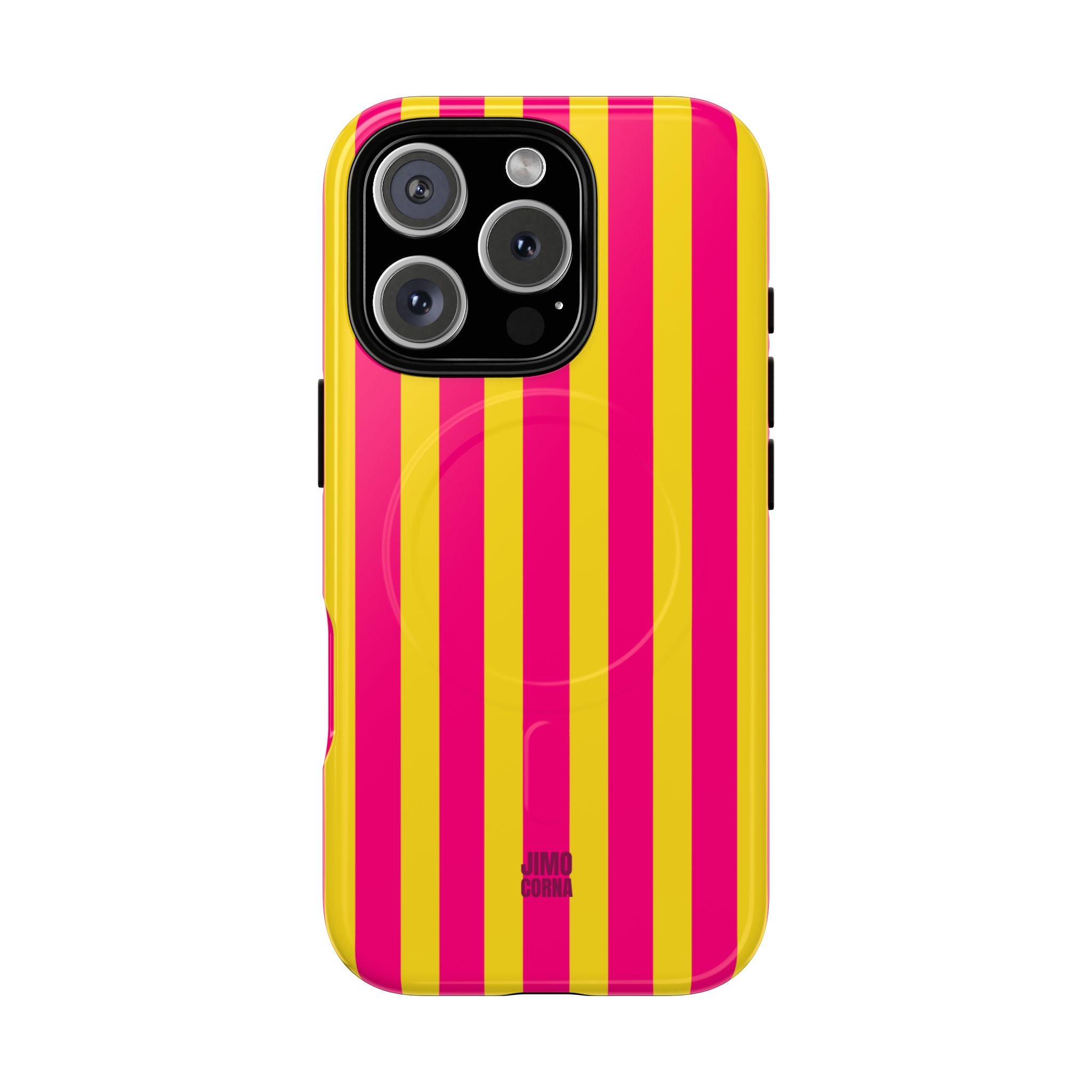 Bold Stripes MagSafe iPhone Case | Pink and Yellow