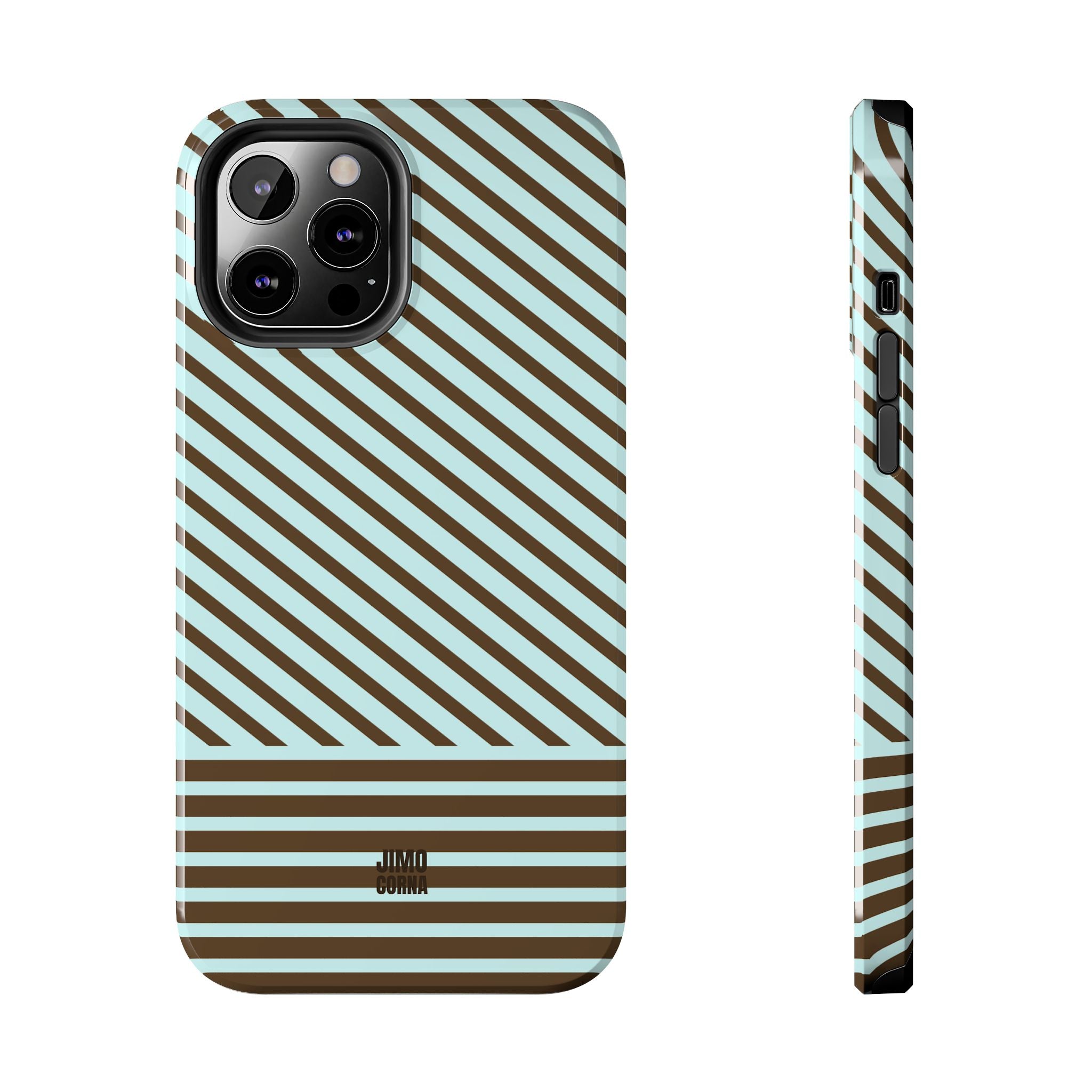 Asymmetrical Lines iPhone Case | Blue and Brown