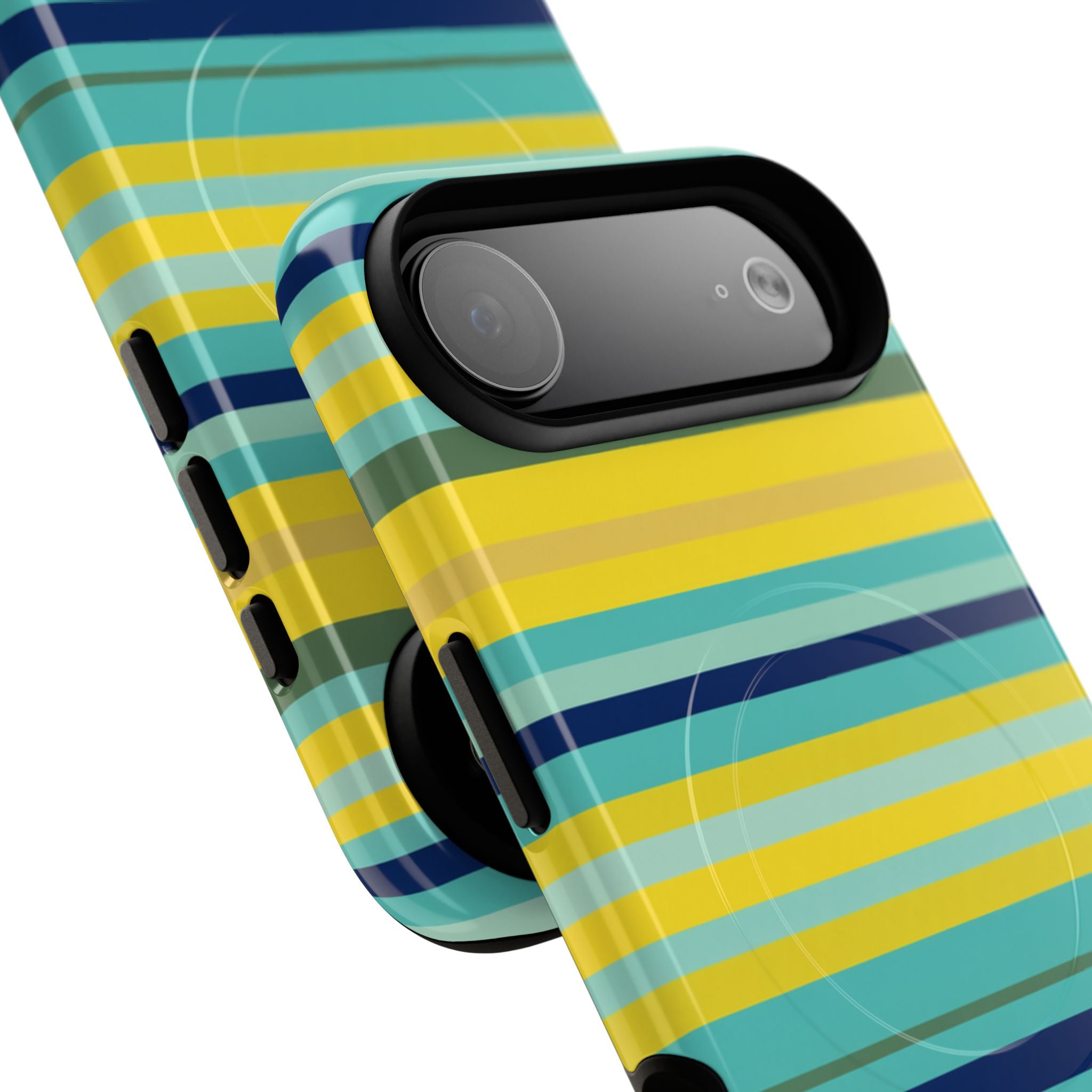 Blue Lemon Stripe MagSafe iPhone Case