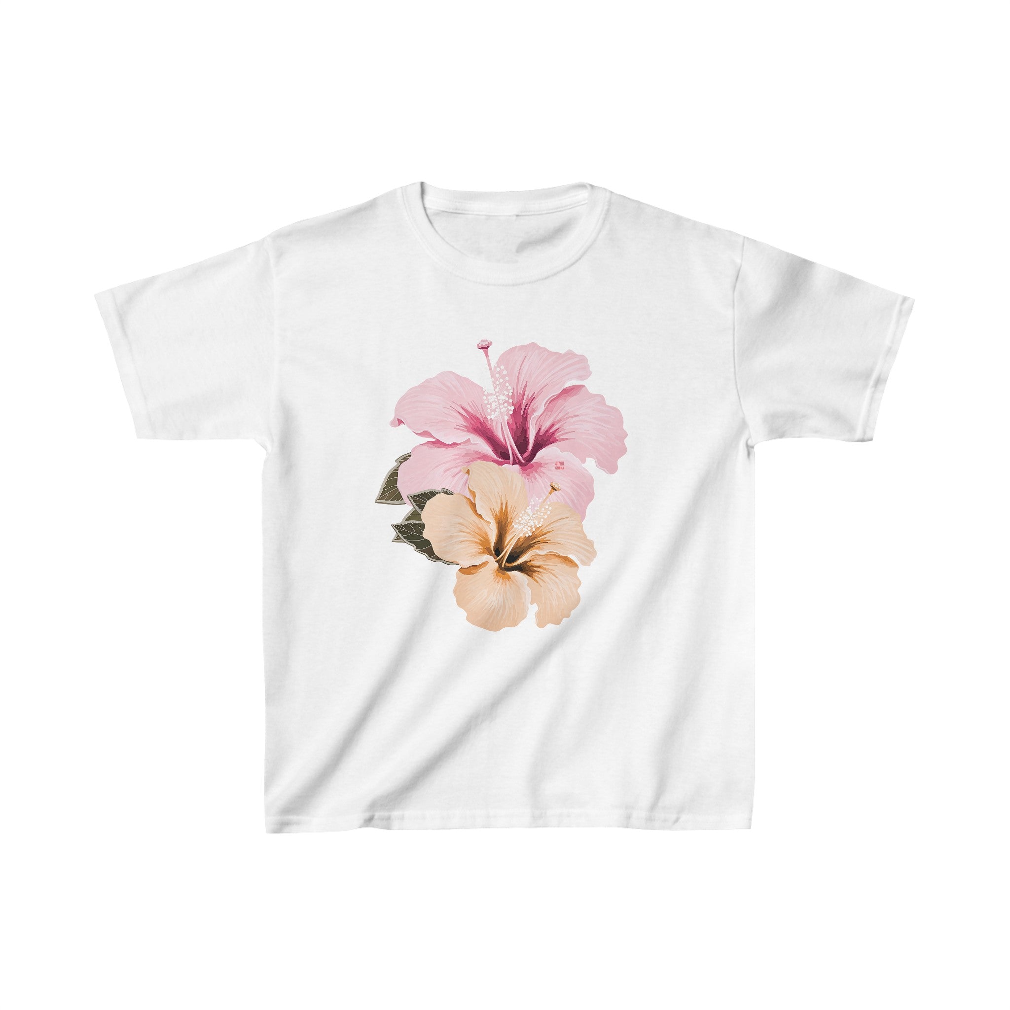 Pink and Yellow Hibiscus Baby Tee
