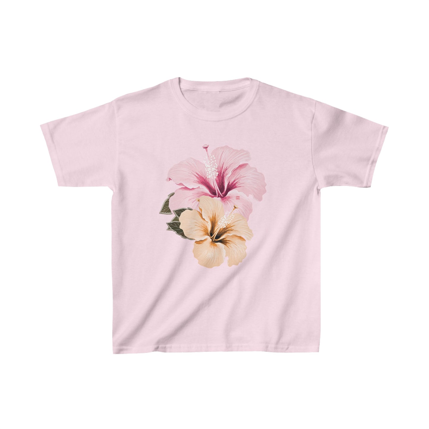 Pink and Yellow Hibiscus Baby Tee