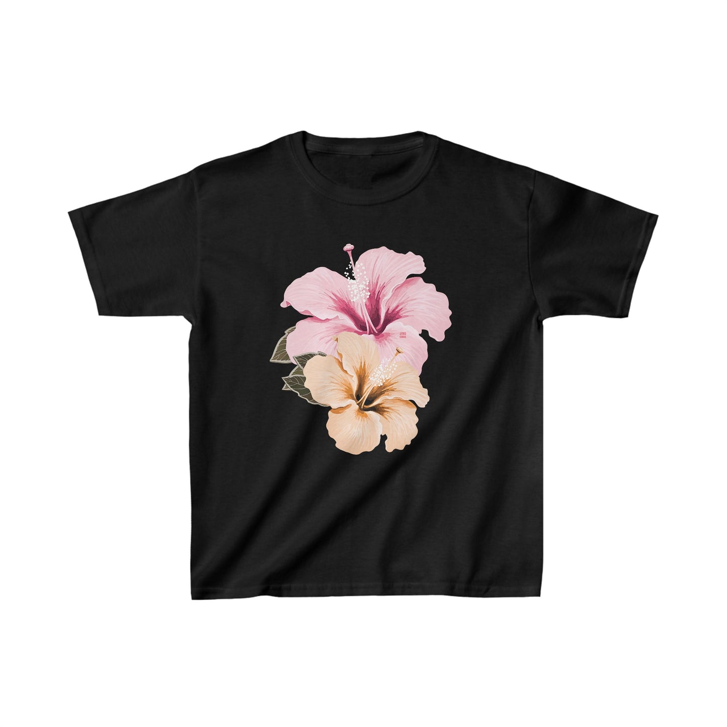 Pink and Yellow Hibiscus Baby Tee