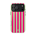 Bold Stripes MagSafe iPhone Case | Lime Green and Pink