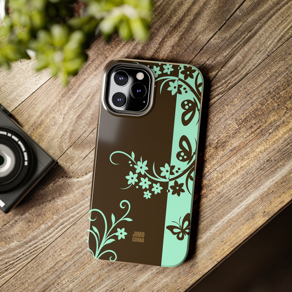 Y2K Floral iPhone Case | Brown and Mint