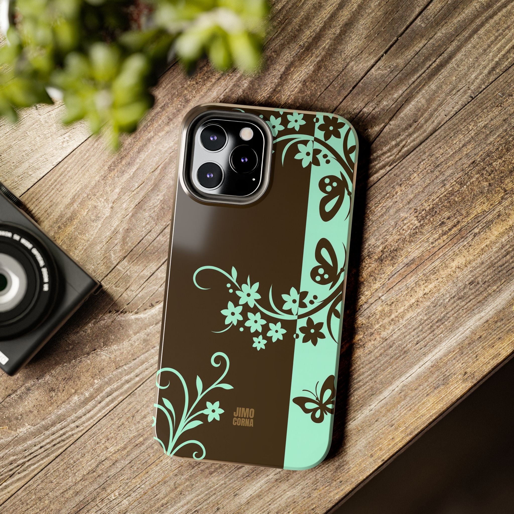 Y2K Floral iPhone Case | Brown and Mint