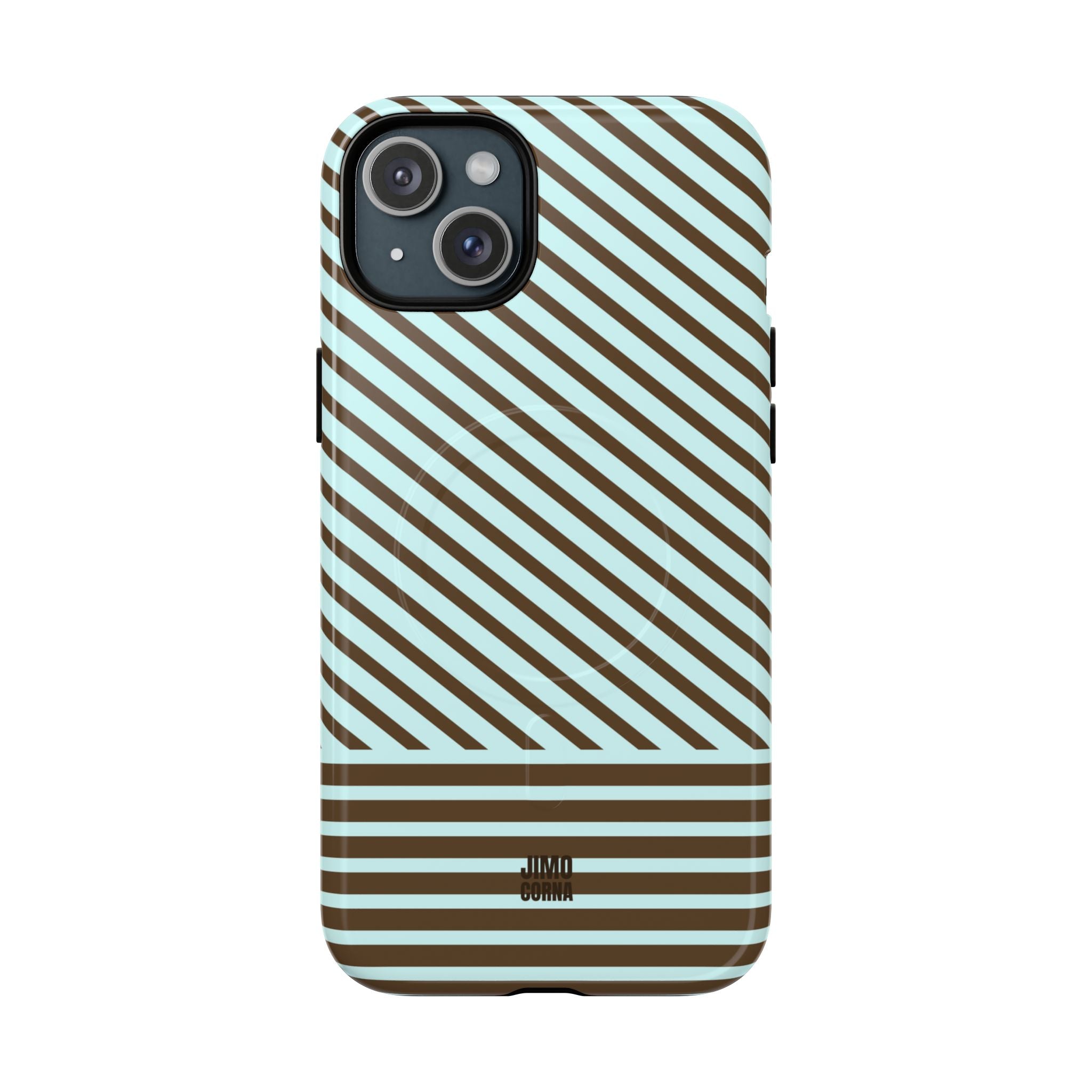 Asymmetrical Lines MagSafe iPhone Case | Blue and Brown