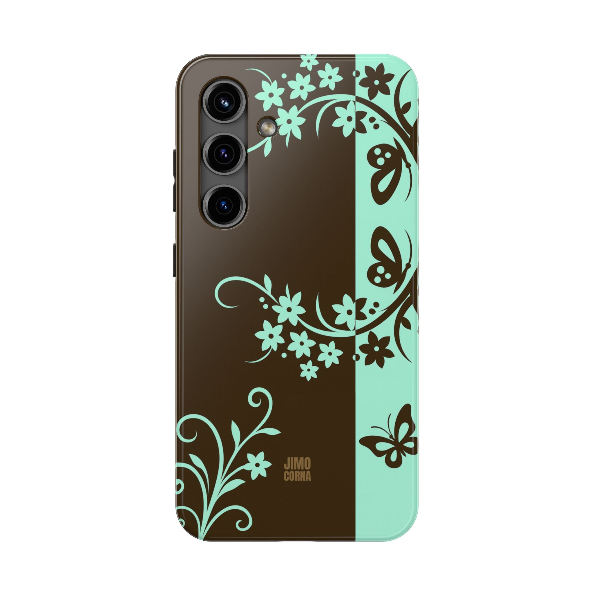 Y2K Floral Samsung Galaxy Case | Brown and Mint