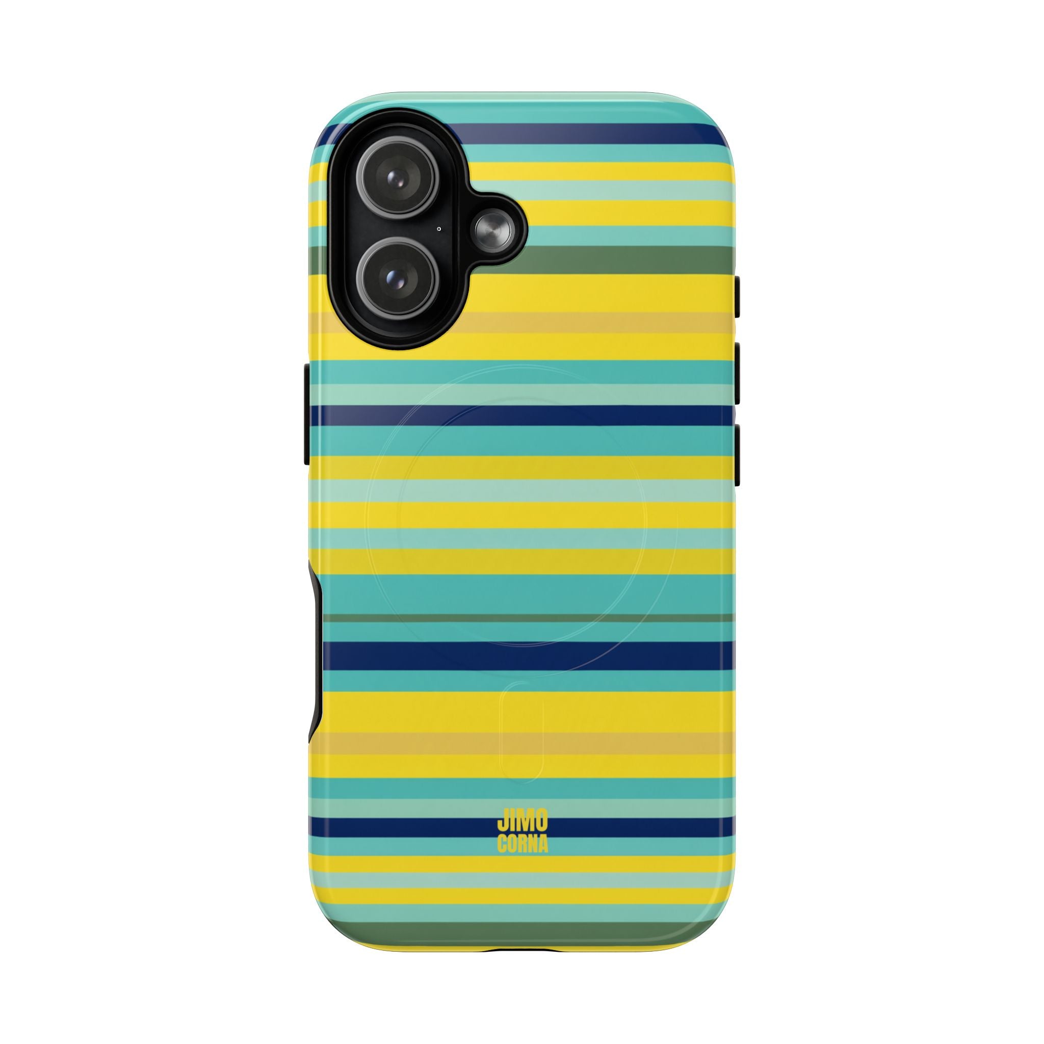 Blue Lemon Stripe MagSafe iPhone Case