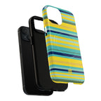Blue Lemon Stripe MagSafe iPhone Case