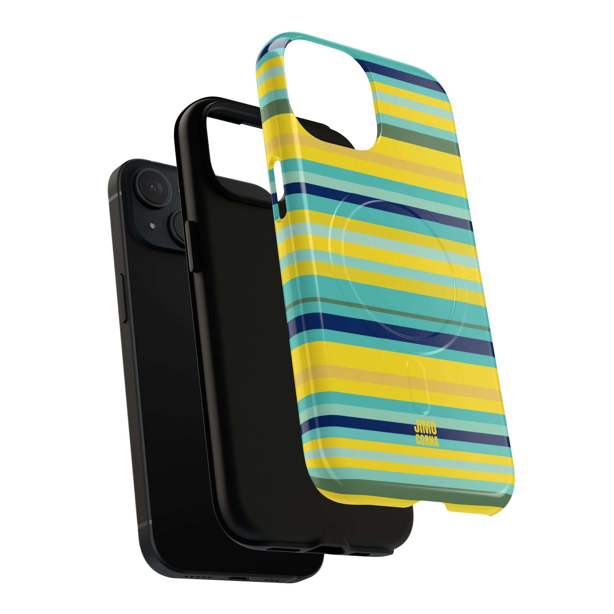 Blue Lemon Stripe MagSafe iPhone Case