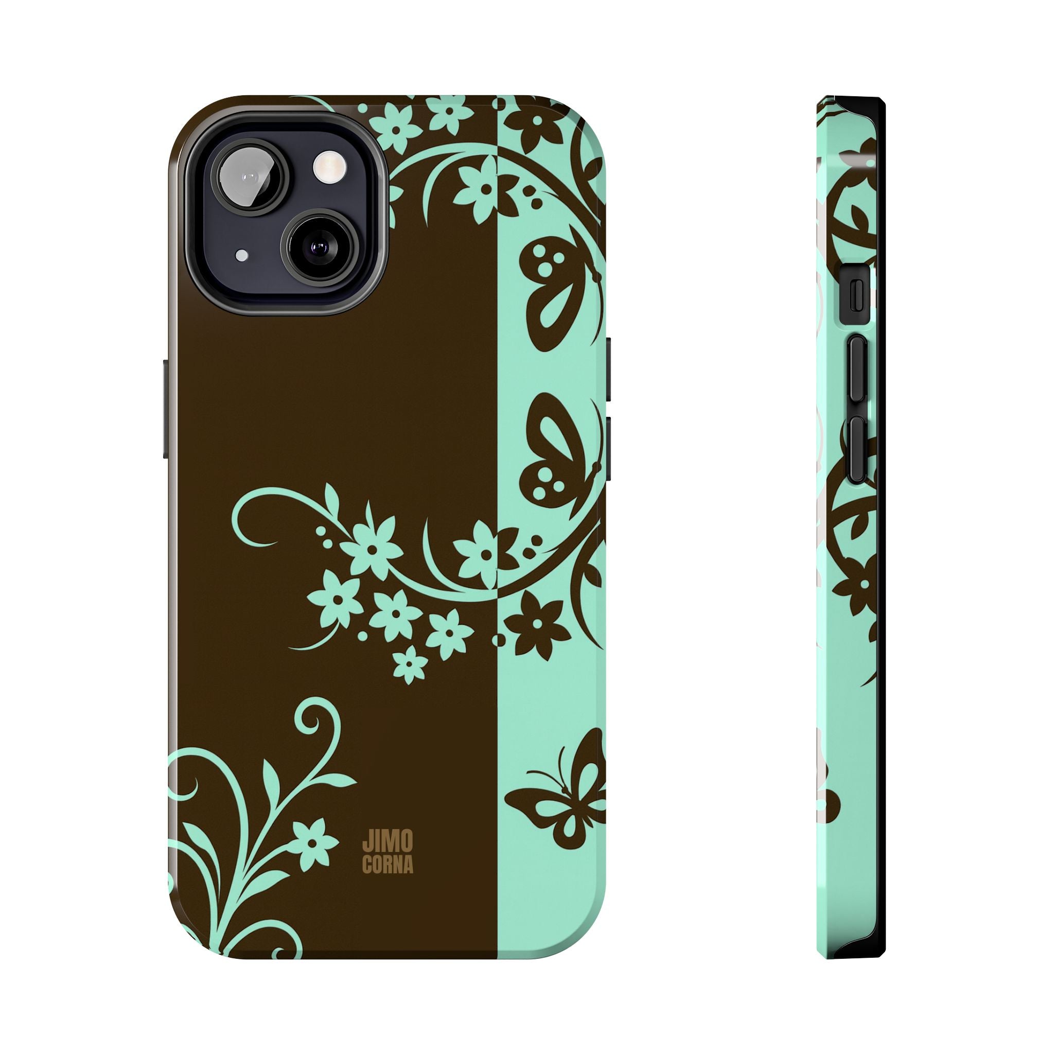 Y2K Floral iPhone Case | Brown and Mint