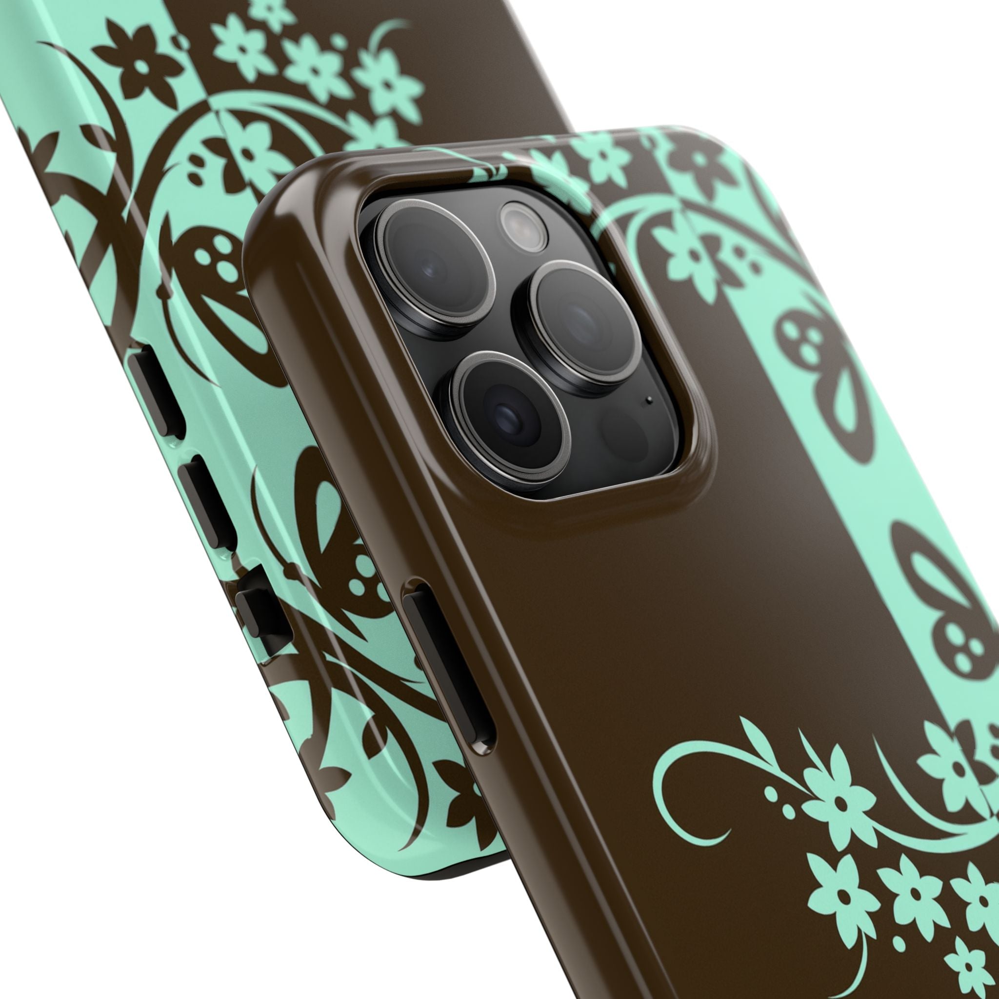 Y2K Floral iPhone Case | Brown and Mint