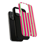 Bold Stripes MagSafe iPhone Case | Lime Green and Pink