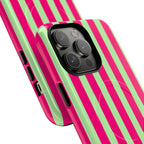 Bold Stripes MagSafe iPhone Case | Lime Green and Pink