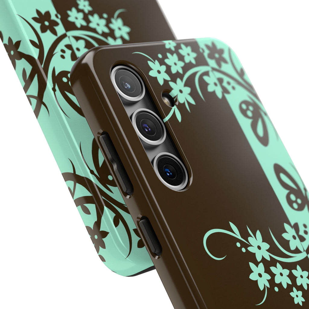 Y2K Floral Samsung Galaxy Case | Brown and Mint