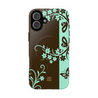 Y2K Floral MagSafe iPhone Case | Brown and Mint