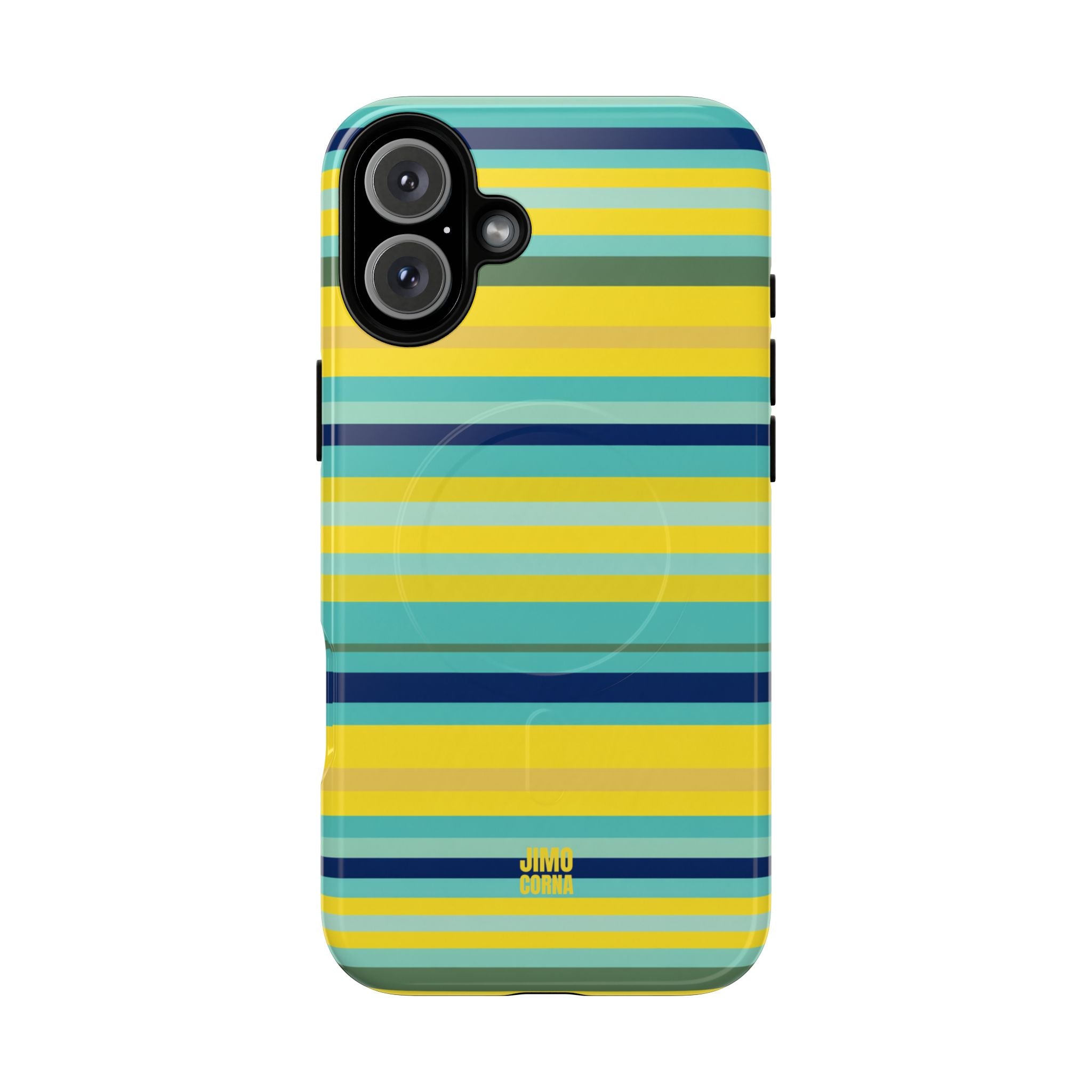 Blue Lemon Stripe MagSafe iPhone Case