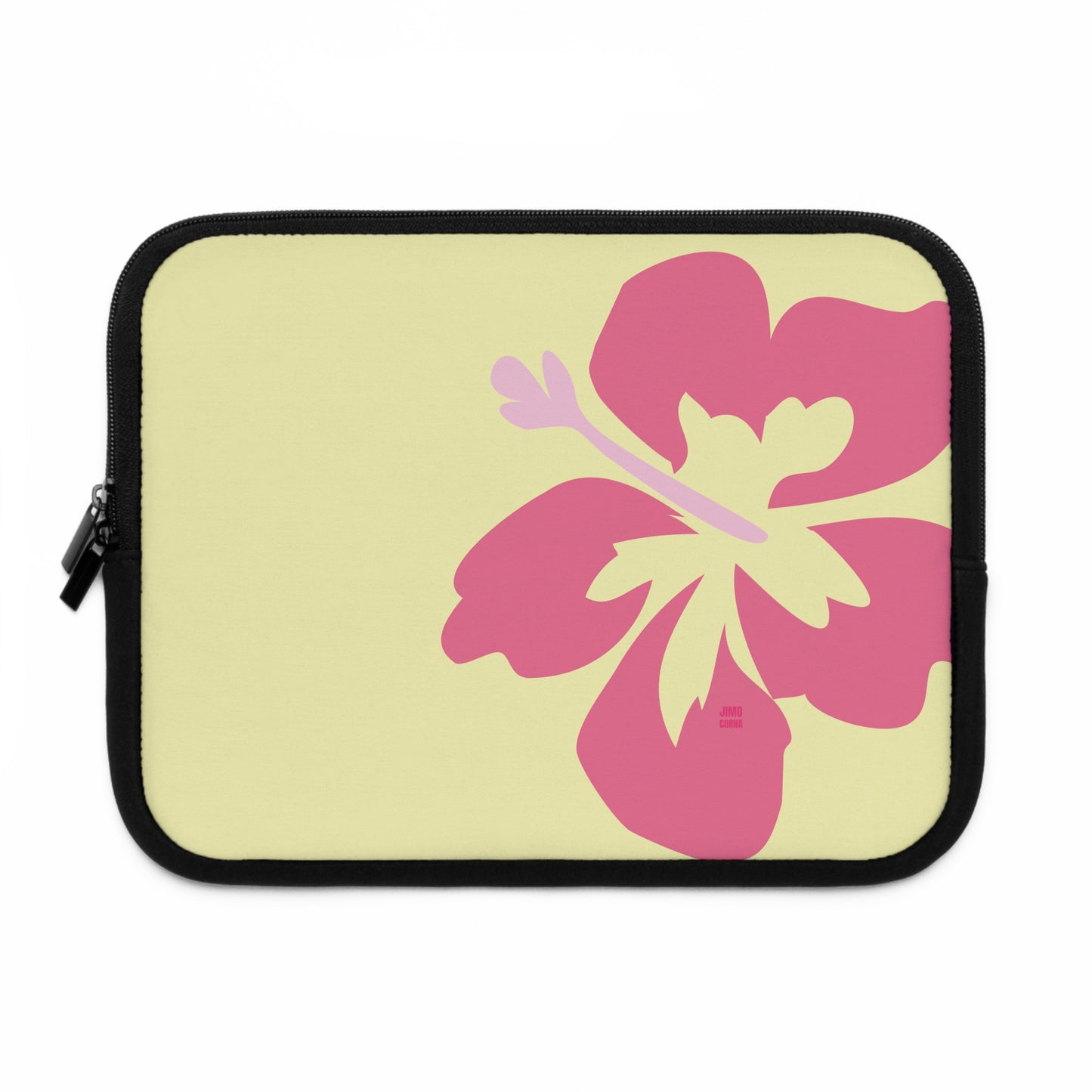 Pink on Yellow Hibiscus Laptop Sleeve