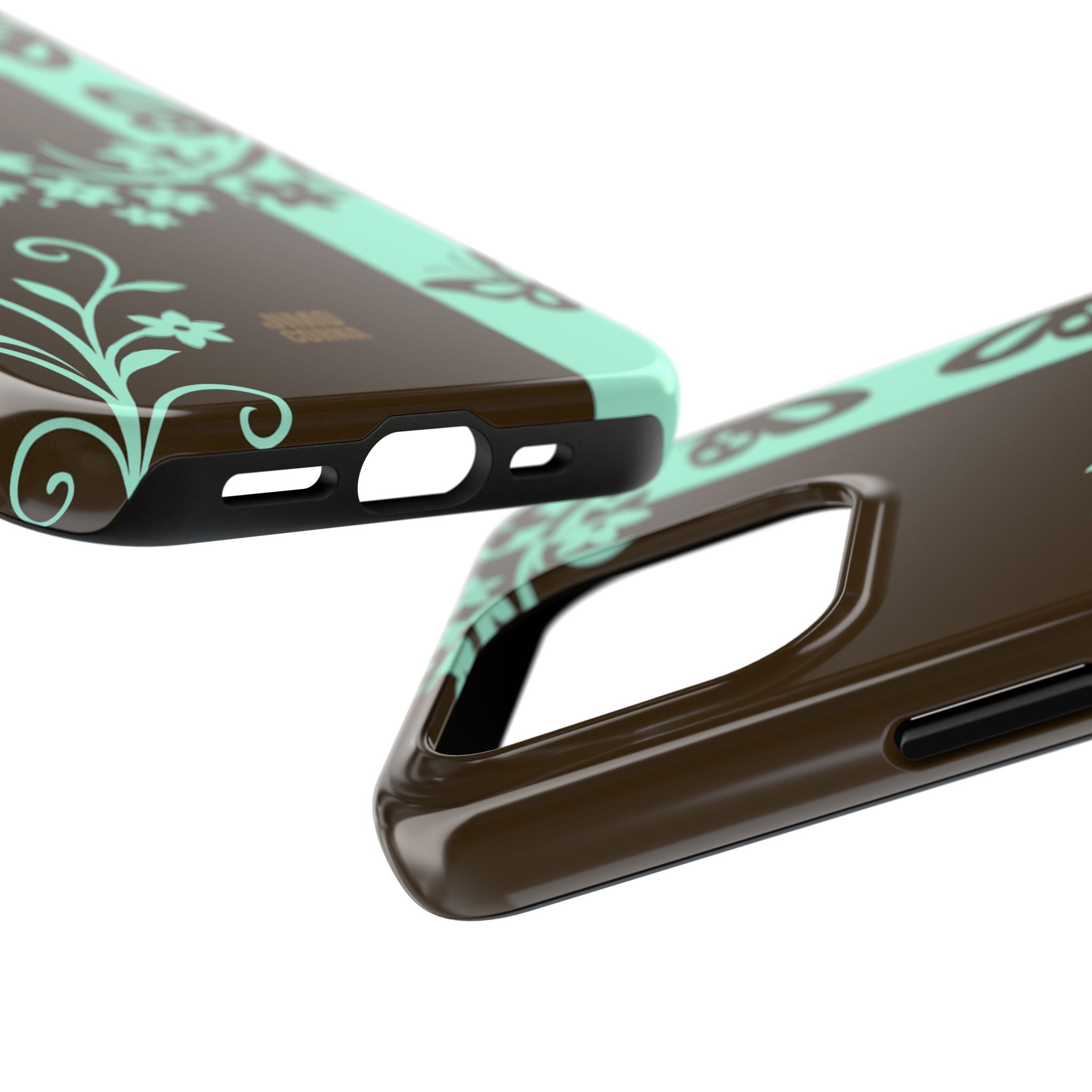 Y2K Floral iPhone Case | Brown and Mint