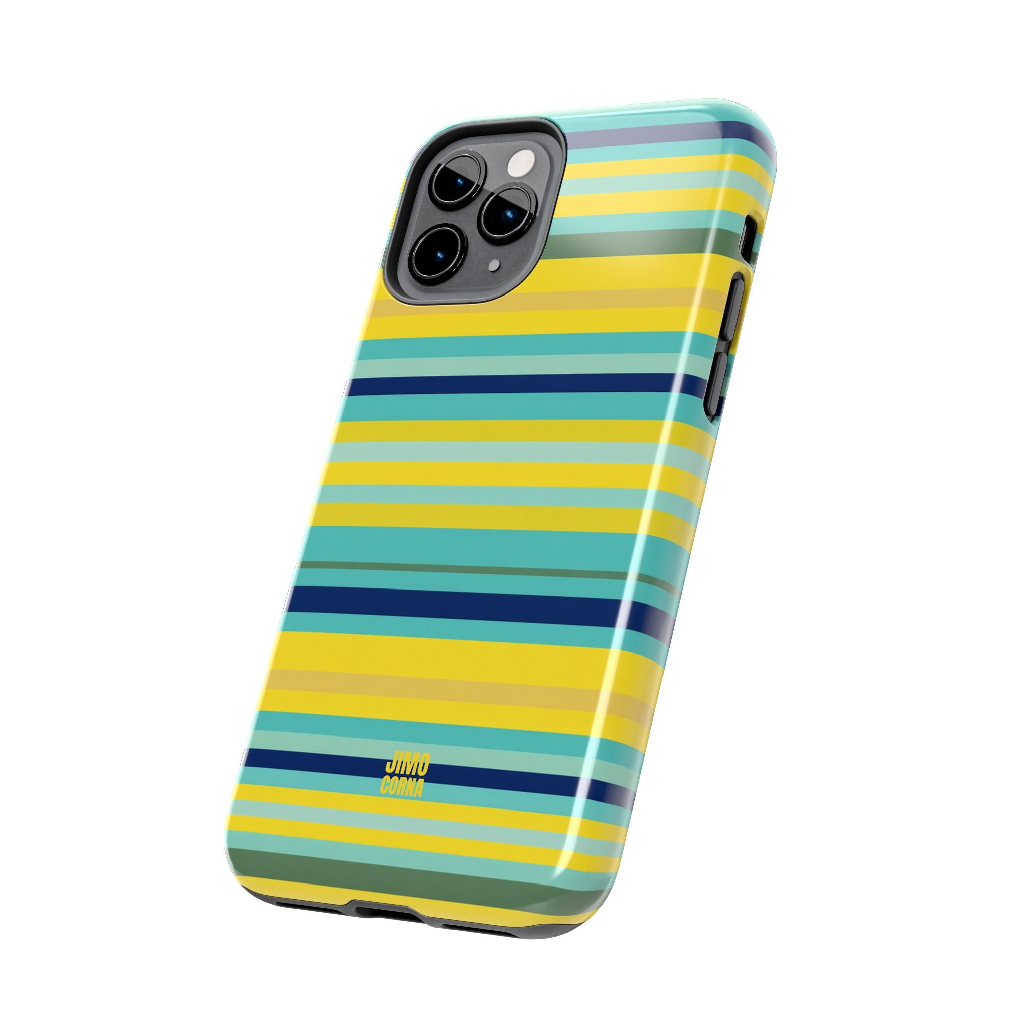 Blue Lemon Stripe iPhone Case