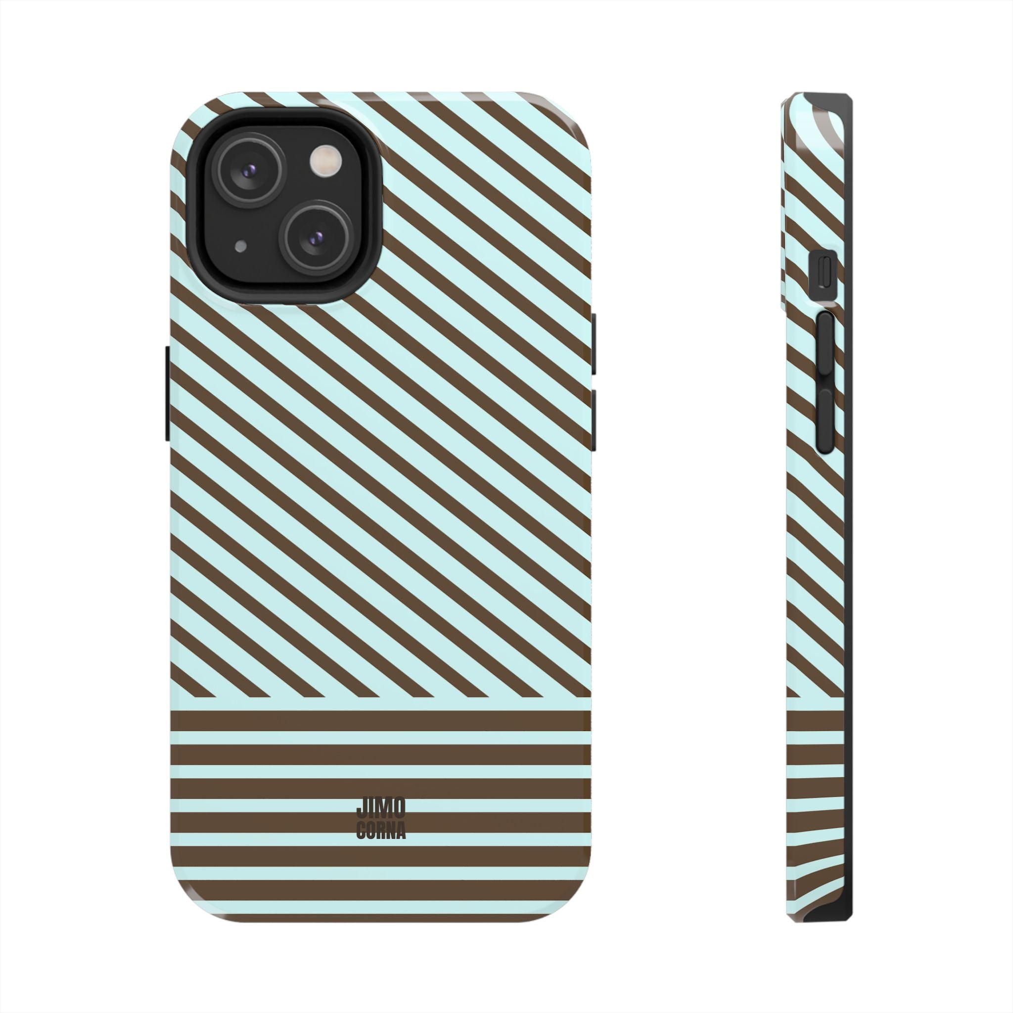 Asymmetrical Lines iPhone Case | Blue and Brown