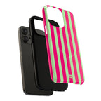 Bold Stripes MagSafe iPhone Case | Lime Green and Pink