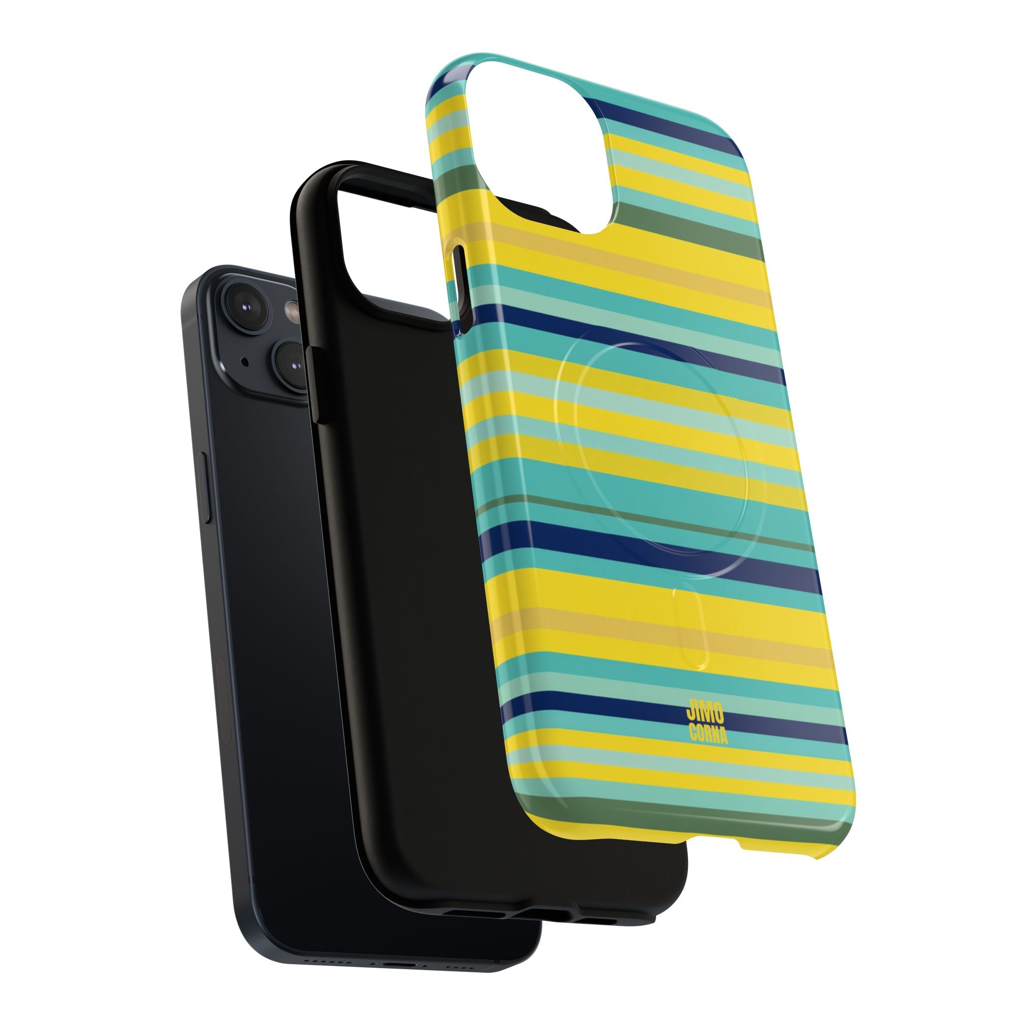 Blue Lemon Stripe MagSafe iPhone Case
