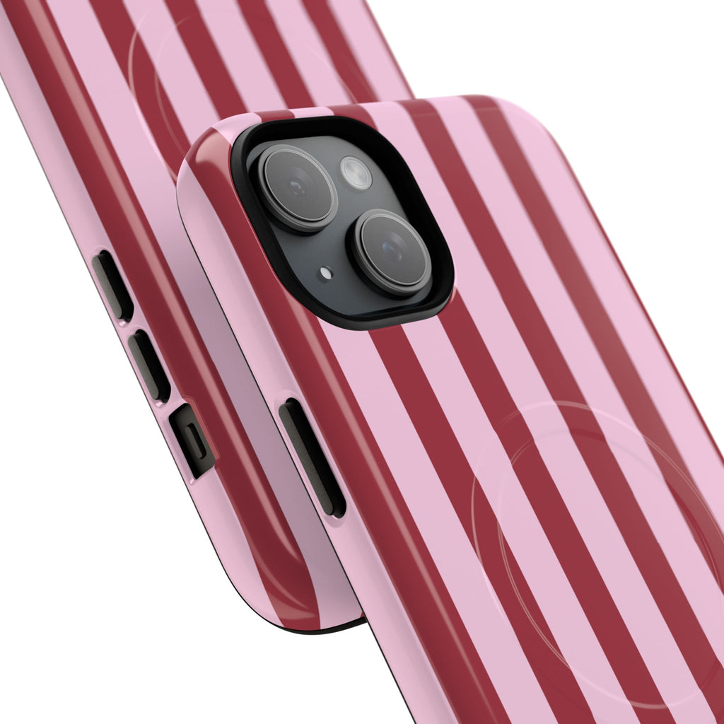 Bold Stripes MagSafe iPhone Case | Pink and Red