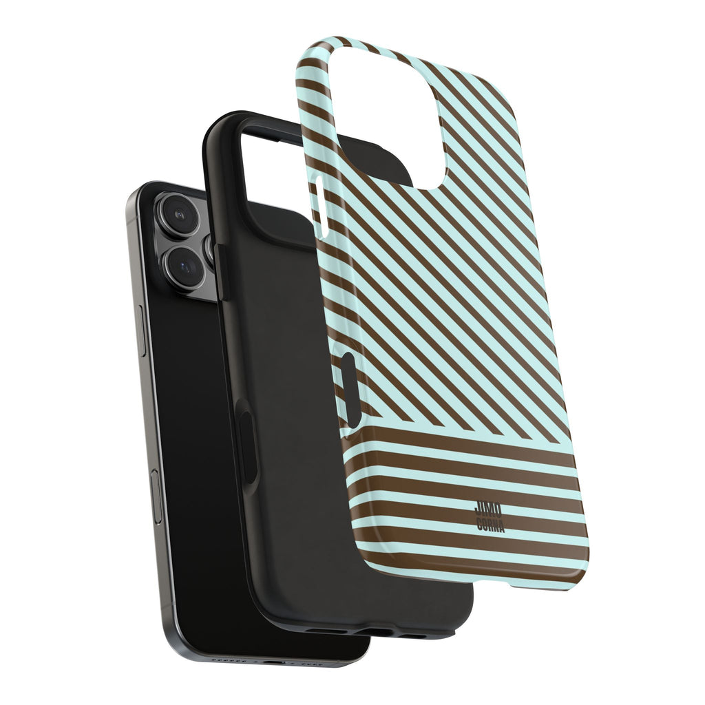 Asymmetrical Lines iPhone Case | Blue and Brown