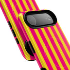 Bold Stripes MagSafe iPhone Case | Pink and Yellow