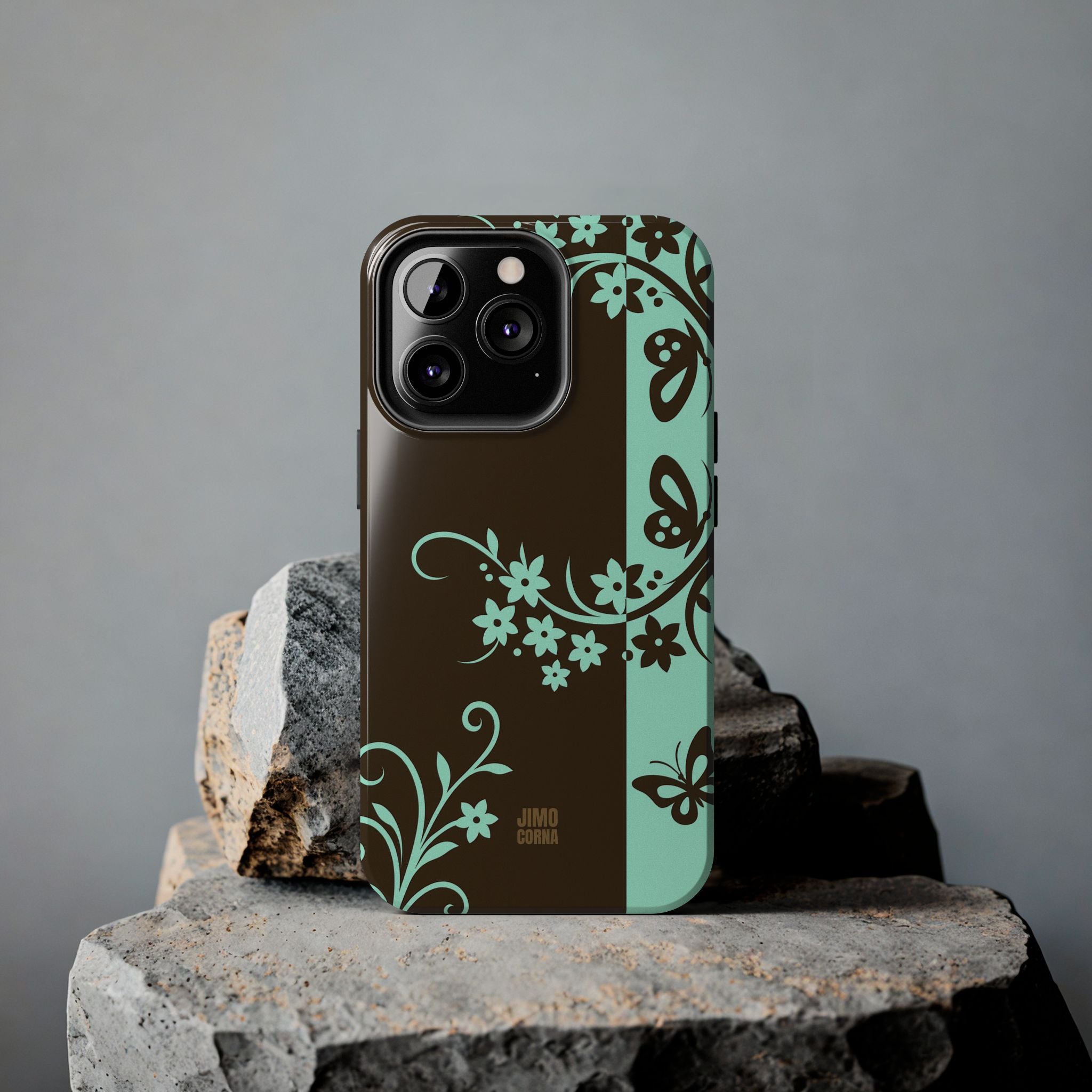 Y2K Floral iPhone Case | Brown and Mint