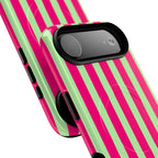 Bold Stripes MagSafe iPhone Case | Lime Green and Pink