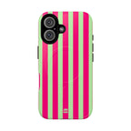 Bold Stripes MagSafe iPhone Case | Lime Green and Pink