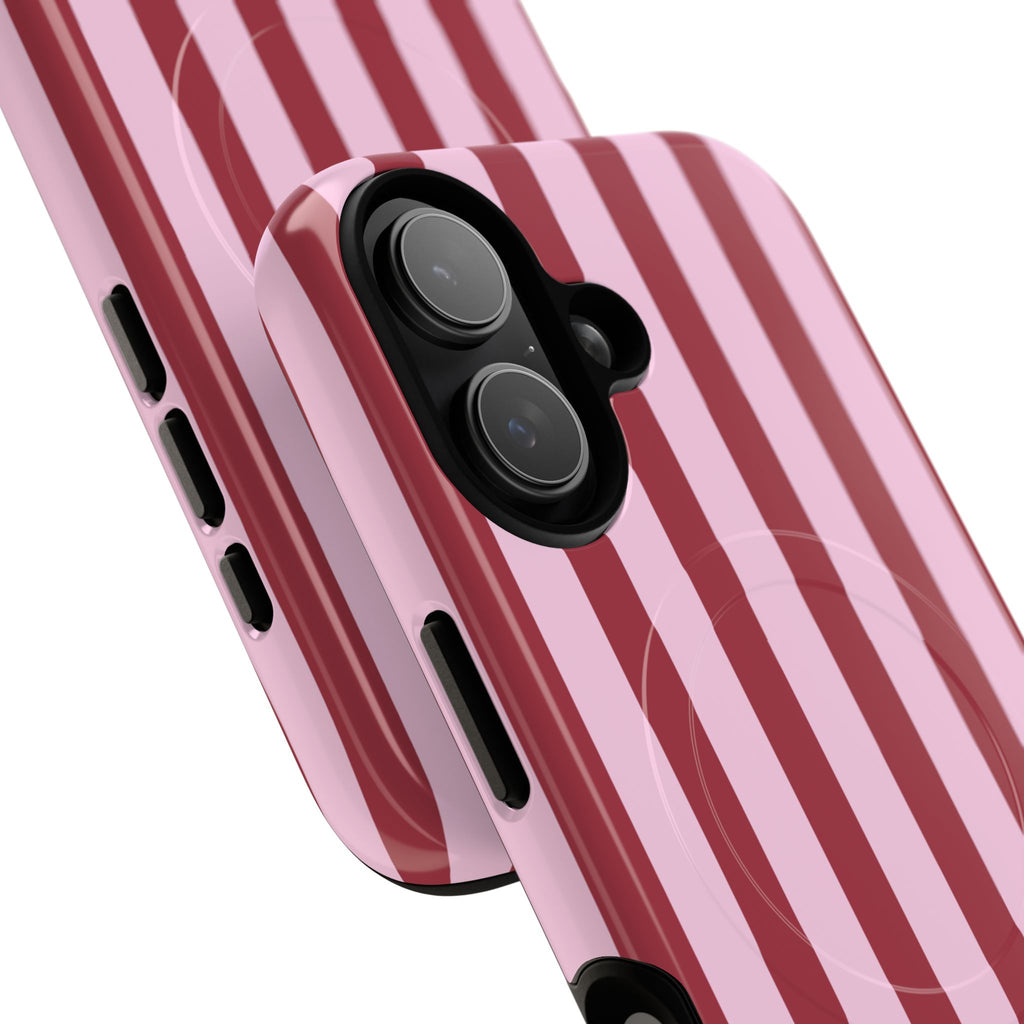 Bold Stripes MagSafe iPhone Case | Pink and Red