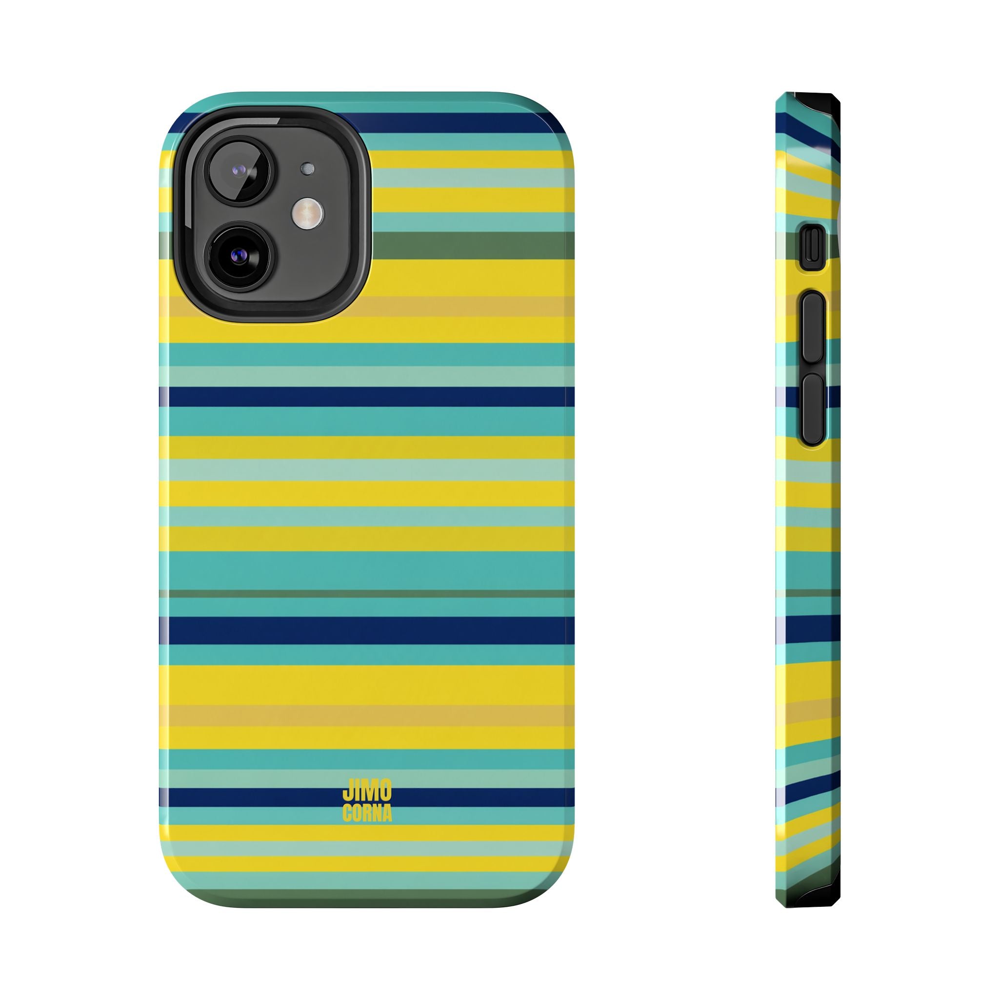 Blue Lemon Stripe iPhone Case