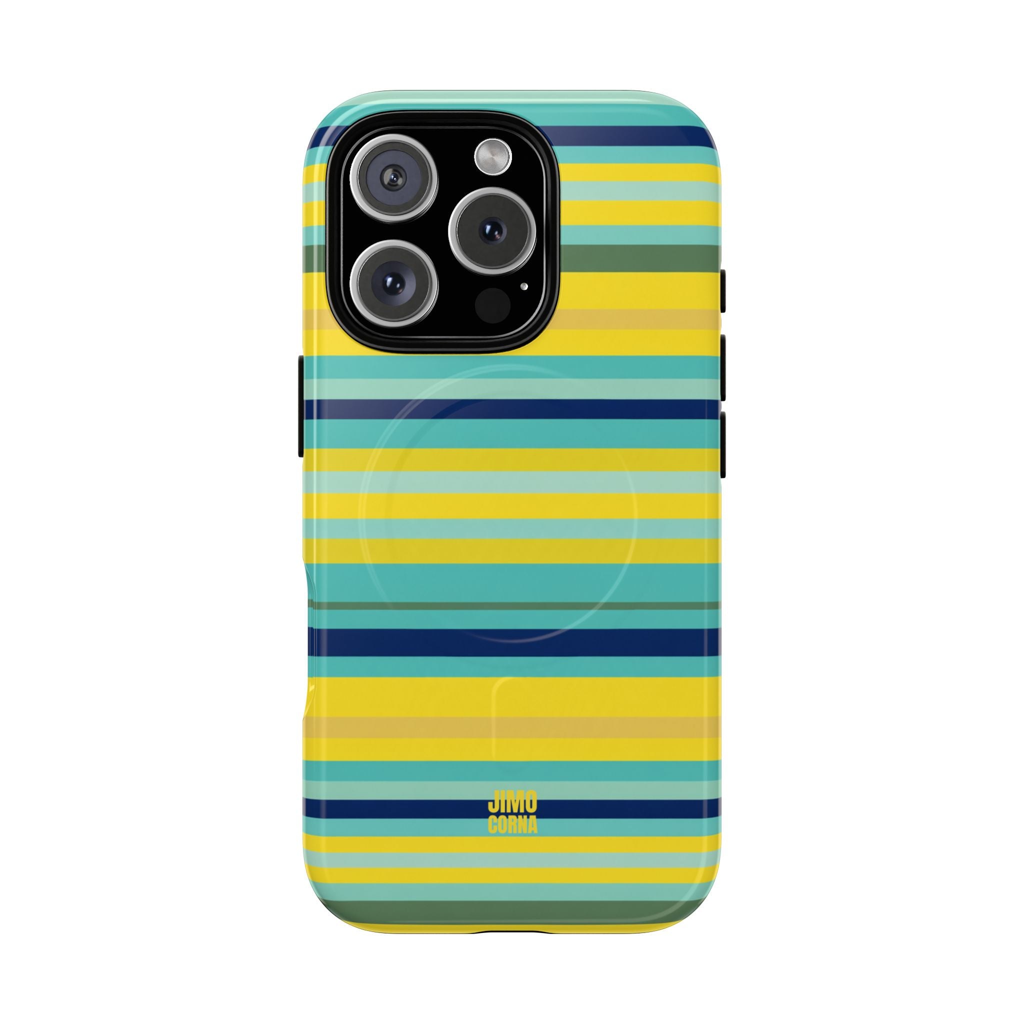 Blue Lemon Stripe MagSafe iPhone Case