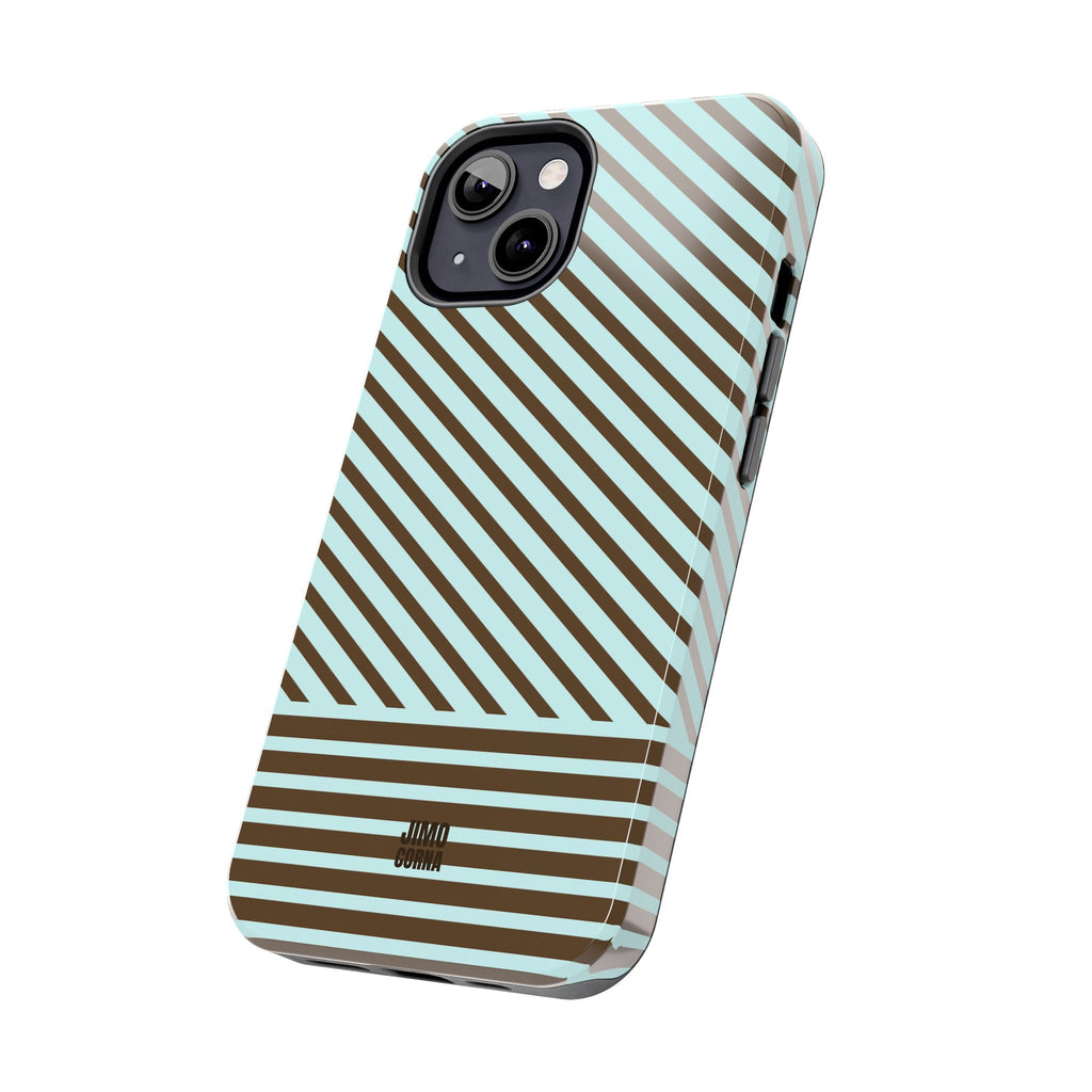 Asymmetrical Lines iPhone Case | Blue and Brown