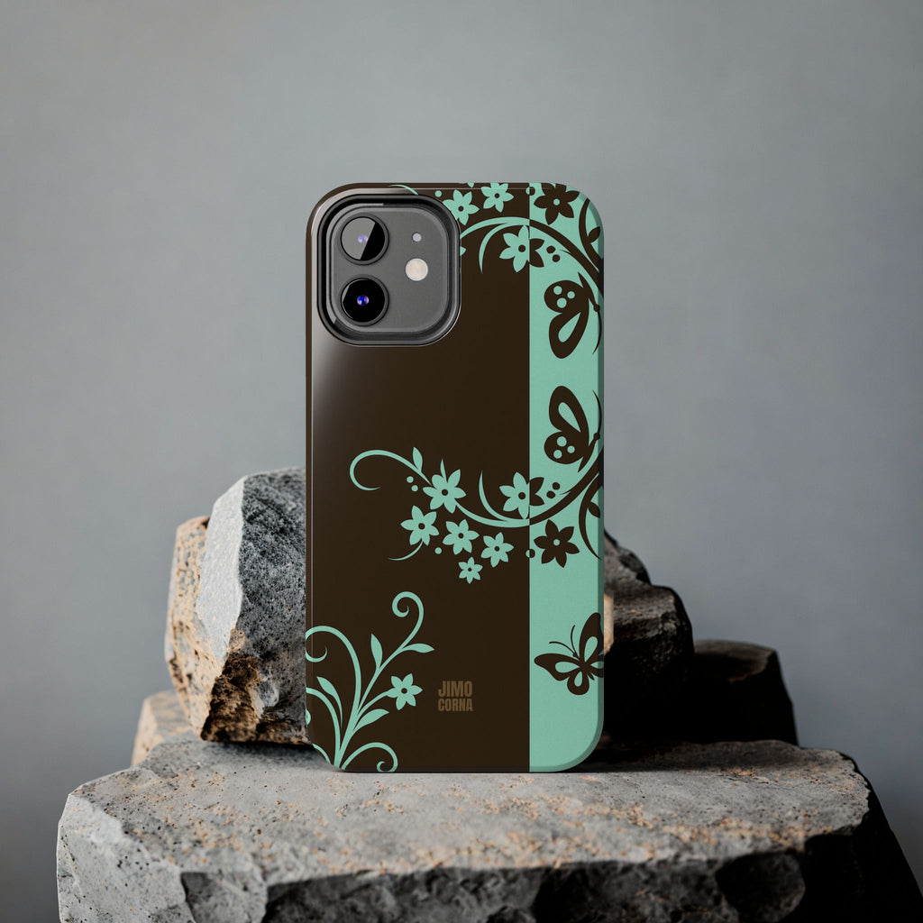 Y2K Floral iPhone Case | Brown and Mint
