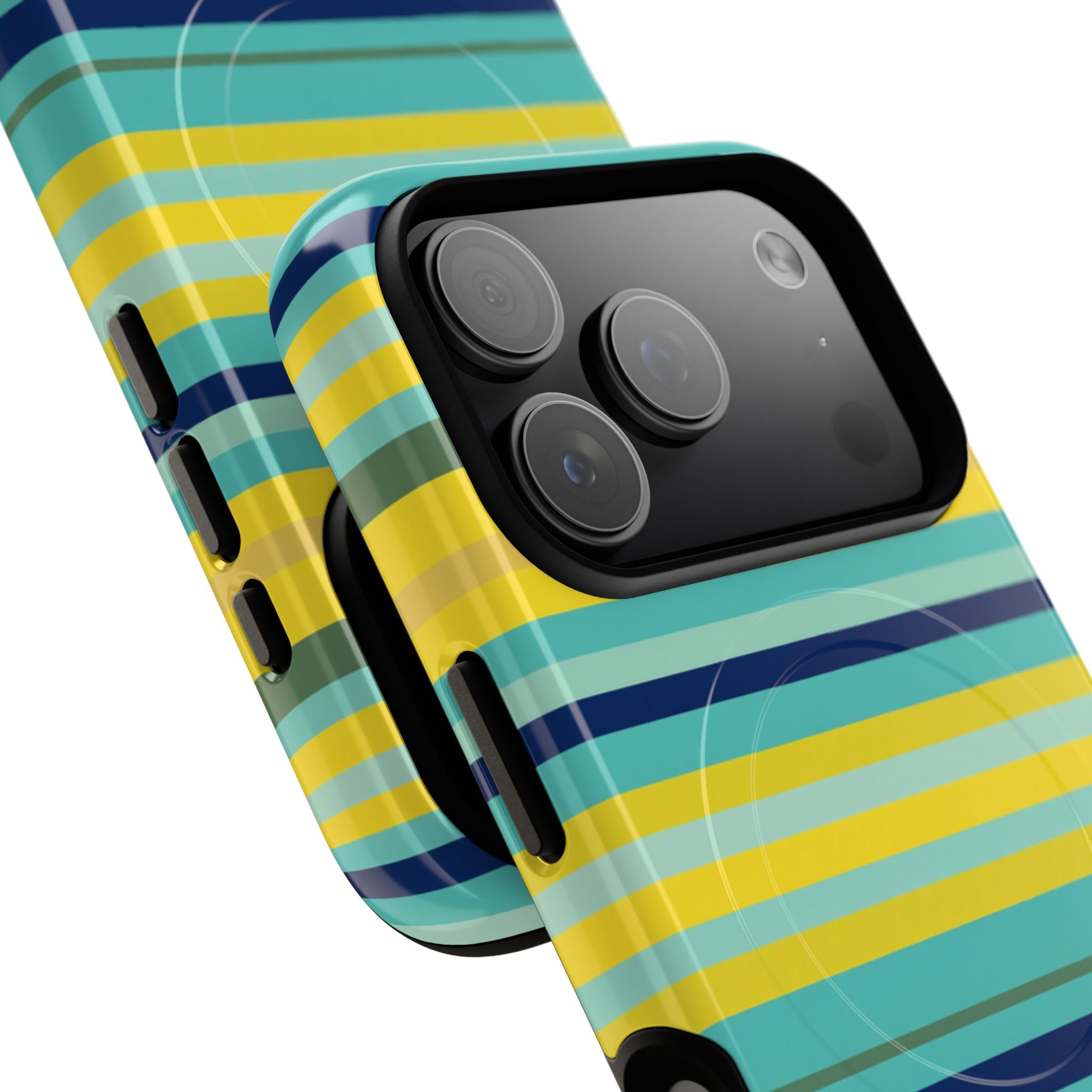 Blue Lemon Stripe MagSafe iPhone Case