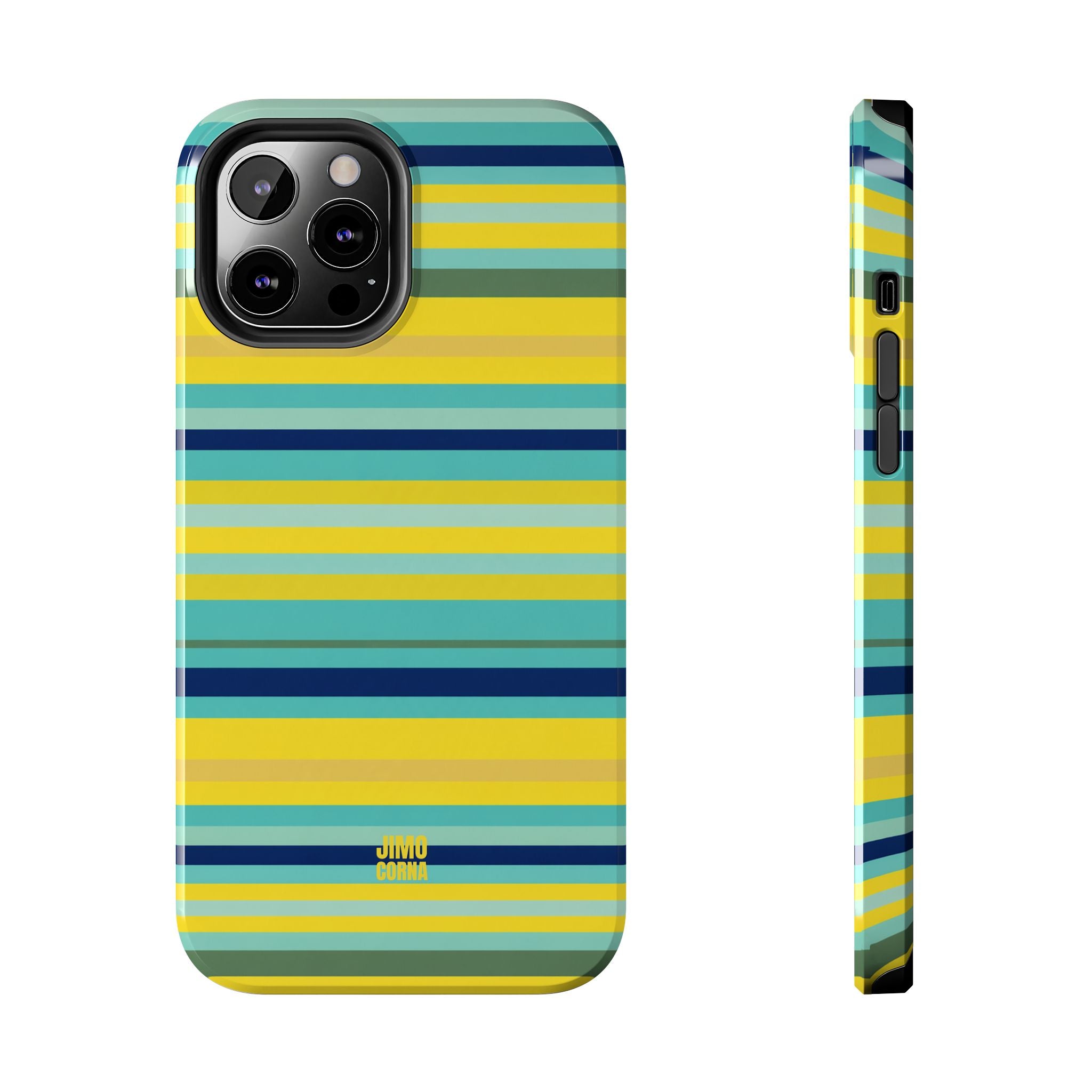 Blue Lemon Stripe iPhone Case