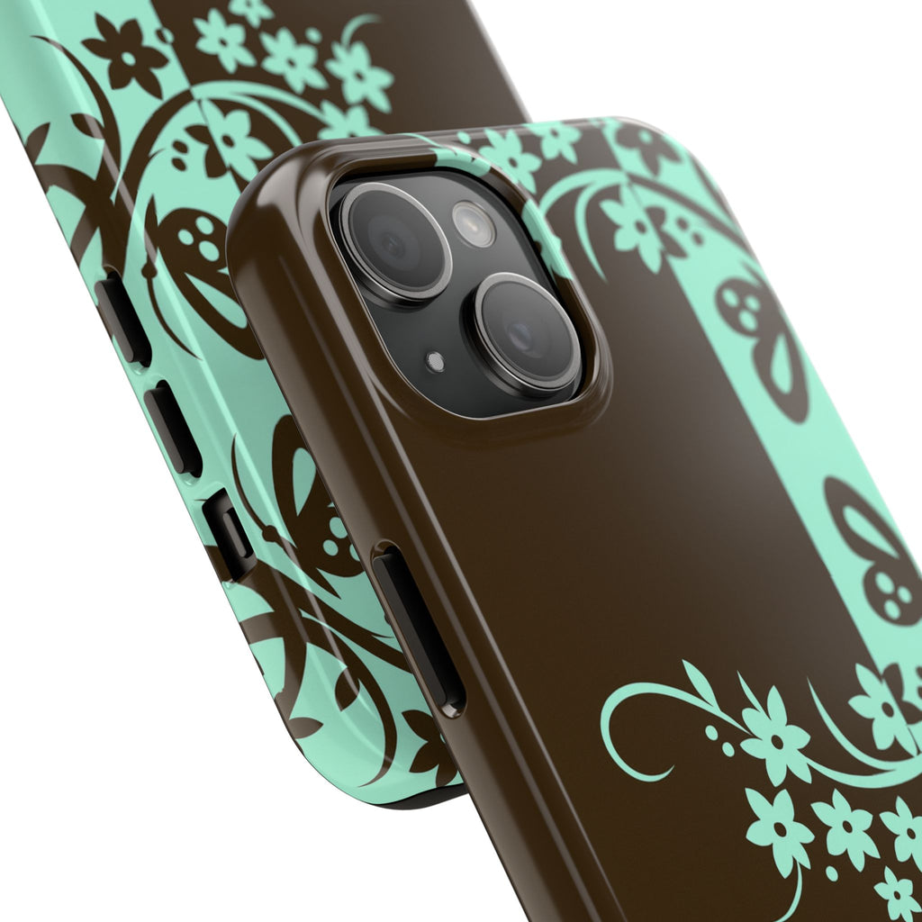 Y2K Floral iPhone Case | Brown and Mint