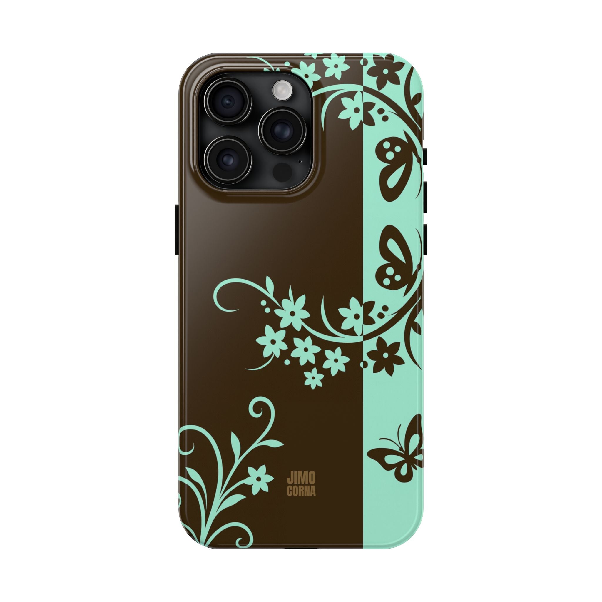 Y2K Floral iPhone Case | Brown and Mint