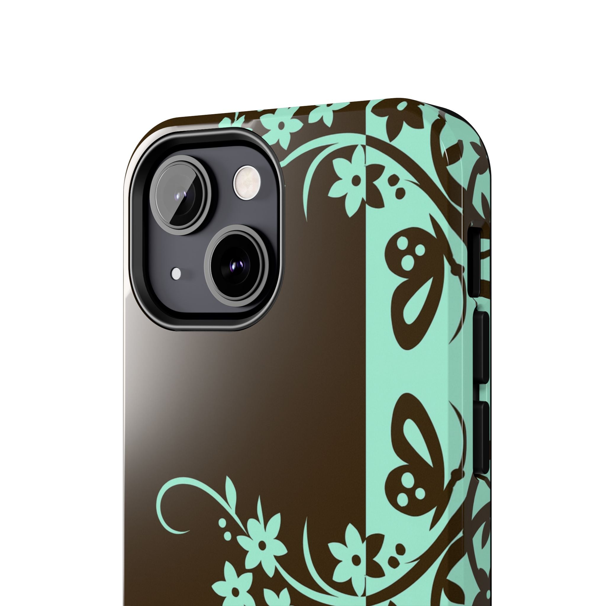 Y2K Floral iPhone Case | Brown and Mint