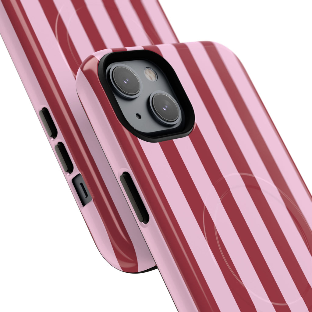 Bold Stripes MagSafe iPhone Case | Pink and Red