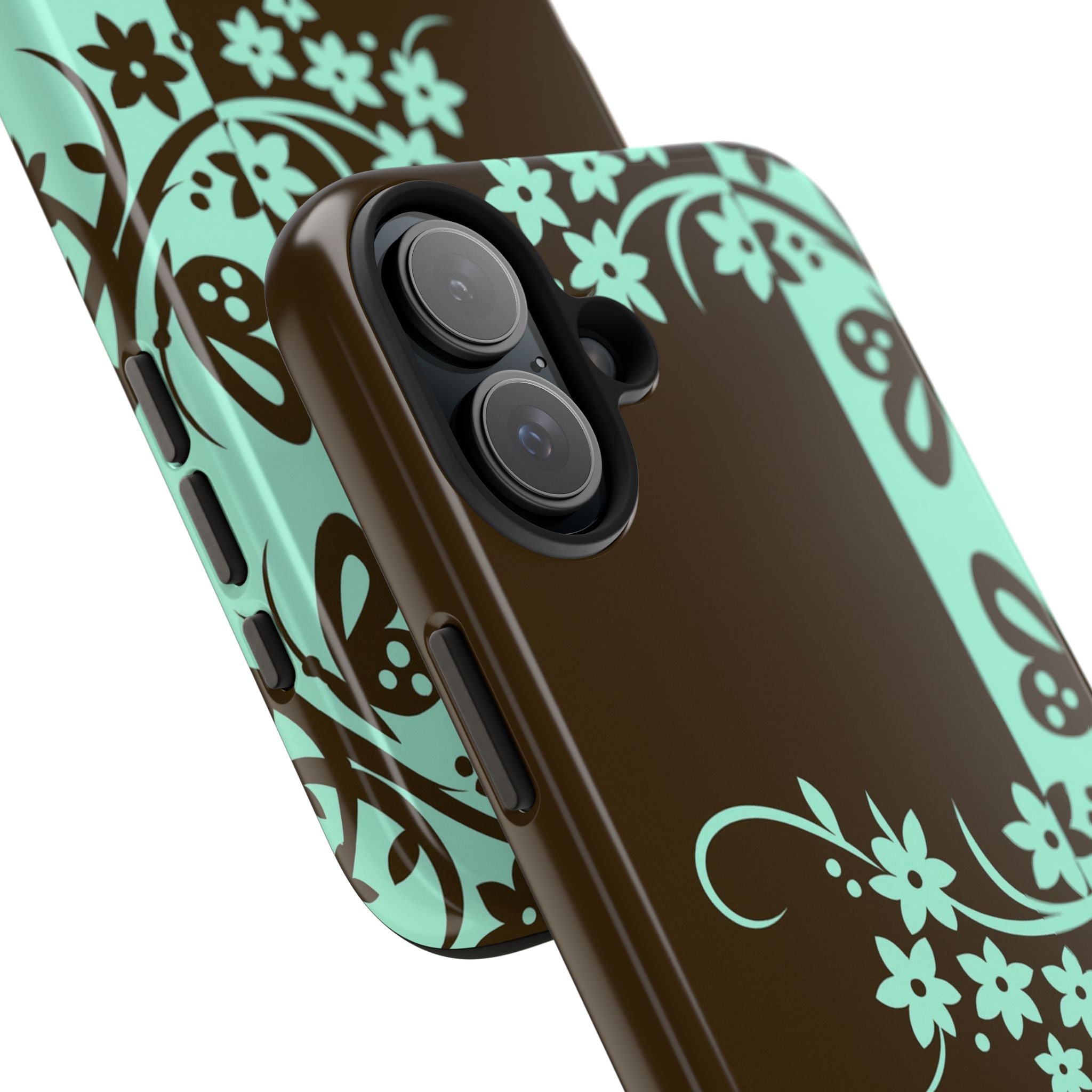 Y2K Floral iPhone Case | Brown and Mint