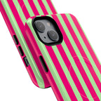 Bold Stripes MagSafe iPhone Case | Lime Green and Pink