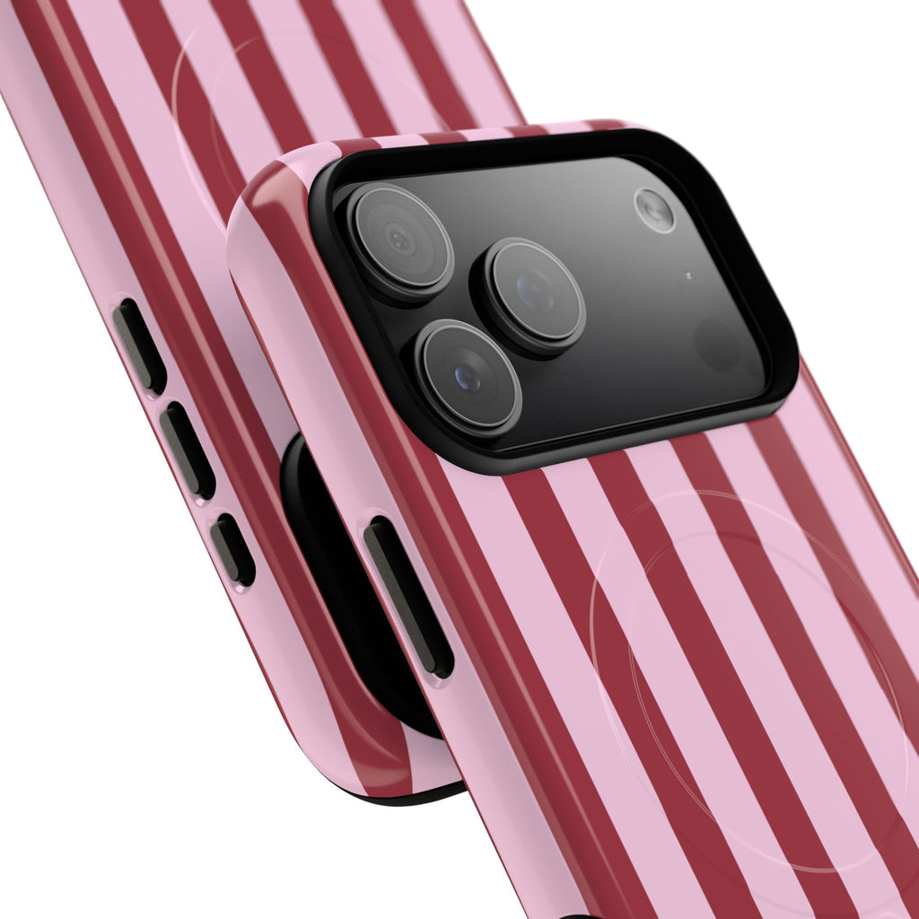 Bold Stripes MagSafe iPhone Case | Pink and Red